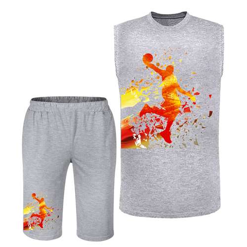 ست تاپ و شلوارک مردانه مدل بسکتبال کد C60 رنگ طوسی