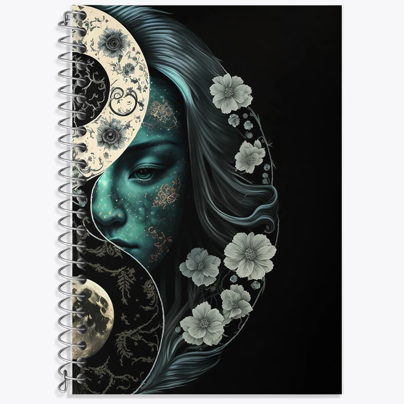 دفتر زبان 50 برگ خندالو مدل دو خط طرح یین و یانگ کد F1155