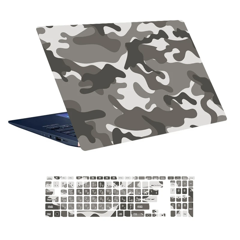 استیکر لپ تاپ توییجین و موییجین طرح Military کد 07 مناسب برای لپ تاپ 15.6 اینچ به همراه برچسب حروف فارسی کیبورد 