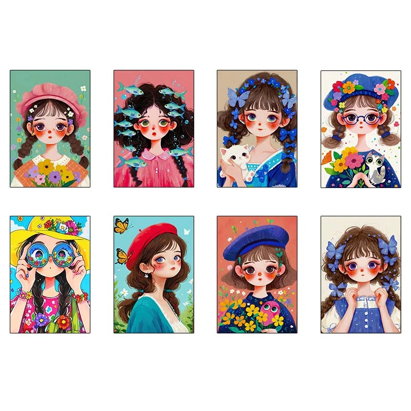 پوستر کارنيکا طرح دختر هنرمند Artistic Girl کد 18902 مجموعه 8 عددی