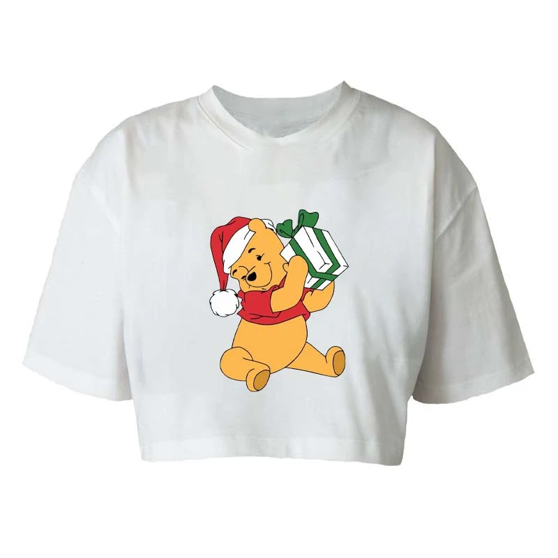 کراپ‌تاپ آستین کوتاه زنانه مدل c248 طرح کریسمس 