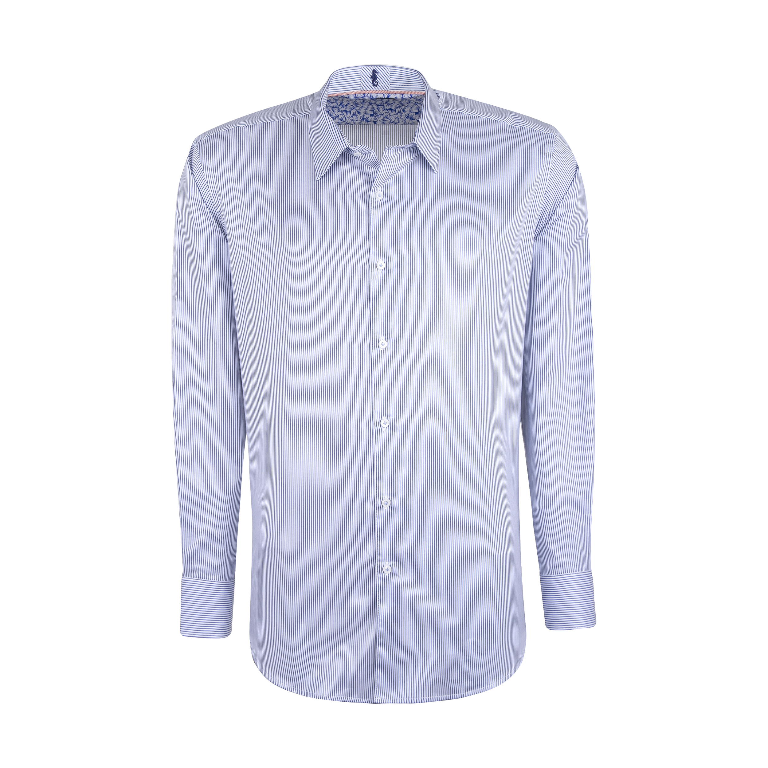 پیراهن آستین بلند مردانه ایکات مدل میل ریز کد PST1152330 رنگ  آبی -  - 1