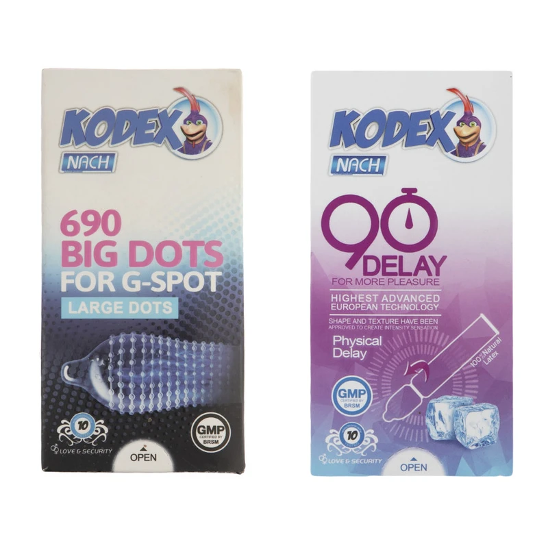 کاندوم ناچ کدکس مدل Big Dots بسته 10 عددی به همراه کاندوم ناچ کدکس مدل Delay بسته 10 عددی