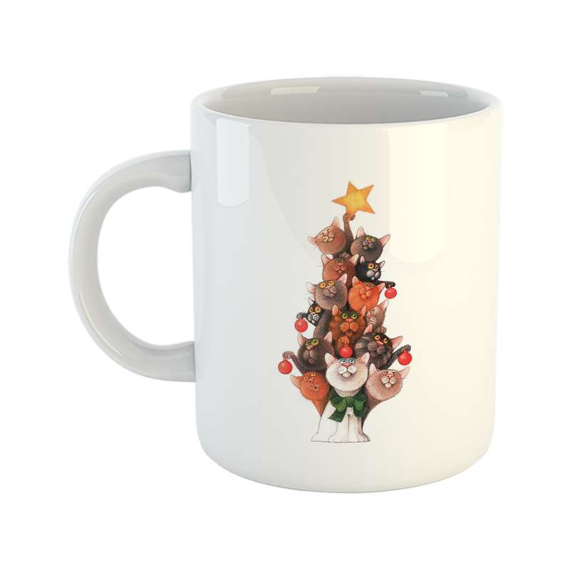 ماگ طرح کریسمس مدل درخت گربه ها  C3 Merry Christmas