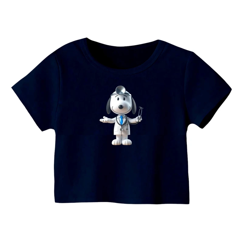 کراپ‌ تی‌شرت آستین کوتاه زنانه مدل اسنوپی کد 10