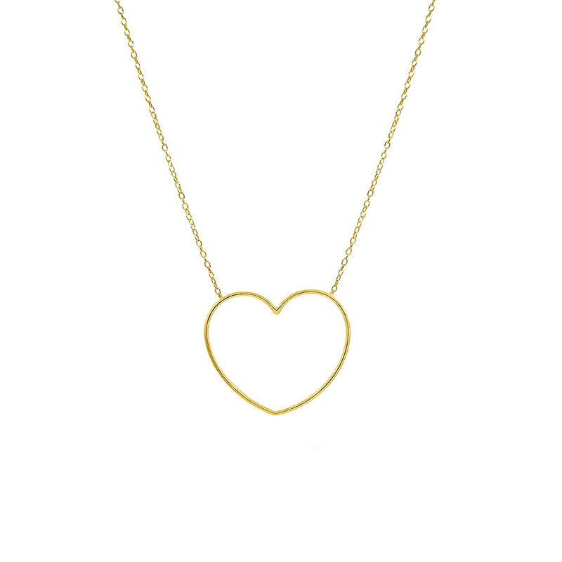 گردنبند طلا 18 عیار زنانه با زنجیر حلقهای (فلامینگو) گلد گالری لیبرا مدل قلب مفتولی بزرگ