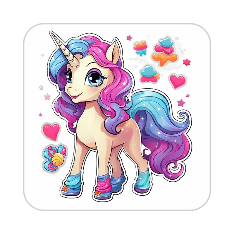 زیر لیوانی کاکتی طرح اسب تک شاخ و یونیکورن مدل mp30201