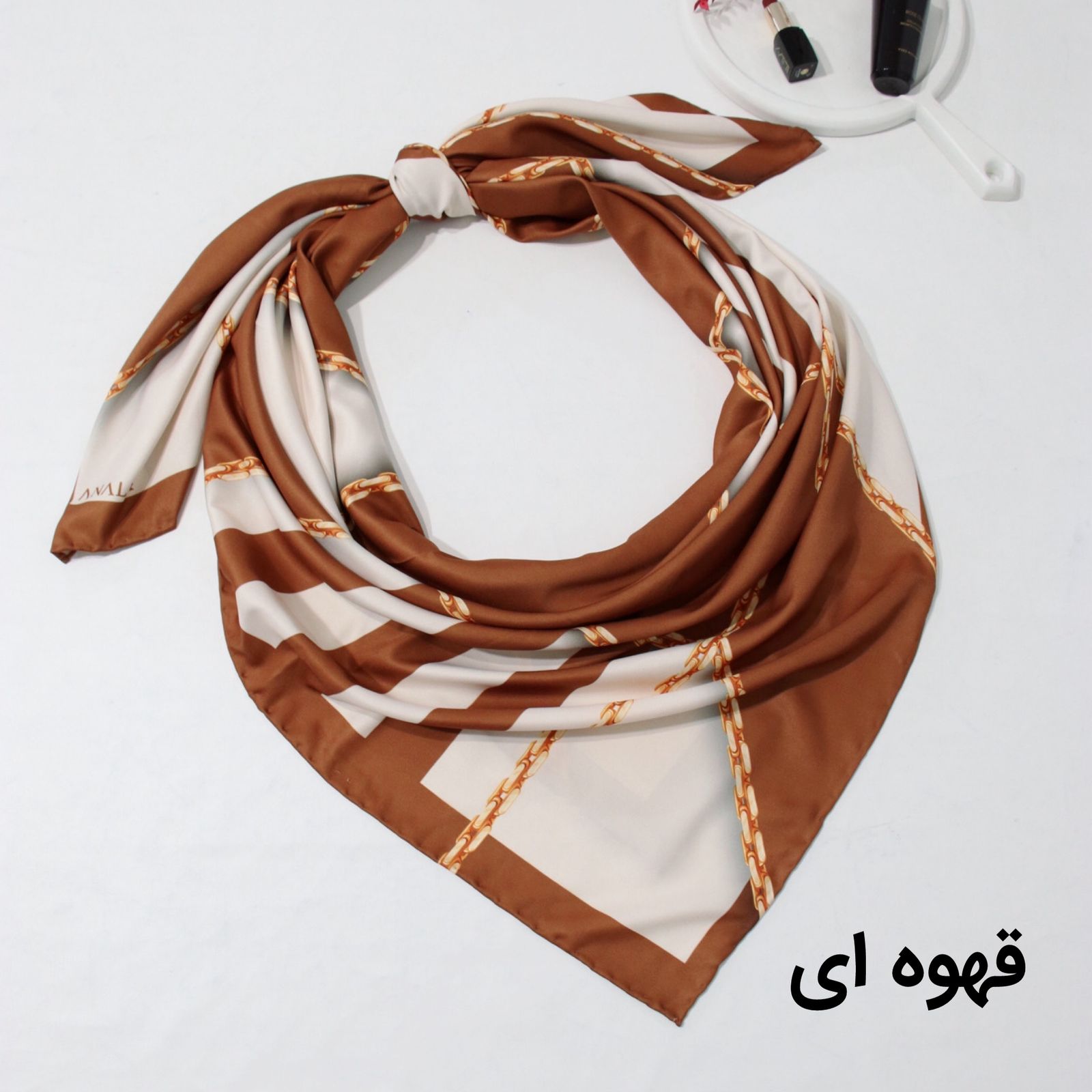 روسری زنانه مدل ابریشم دست دوز طرح زنجیری کلاسیک کد ana-2821 -  - 12
