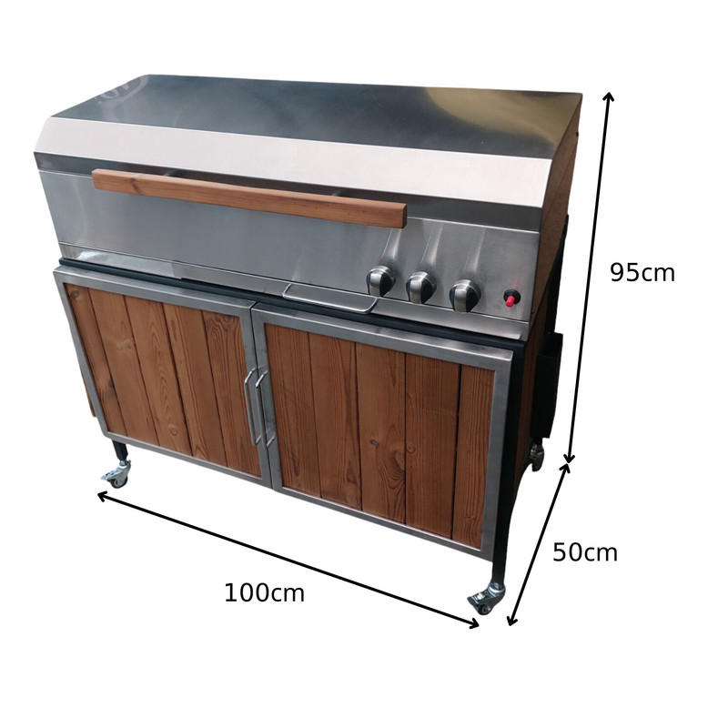 باربیکیو اصلان مدل E100 طرح کابینت ترمو وود