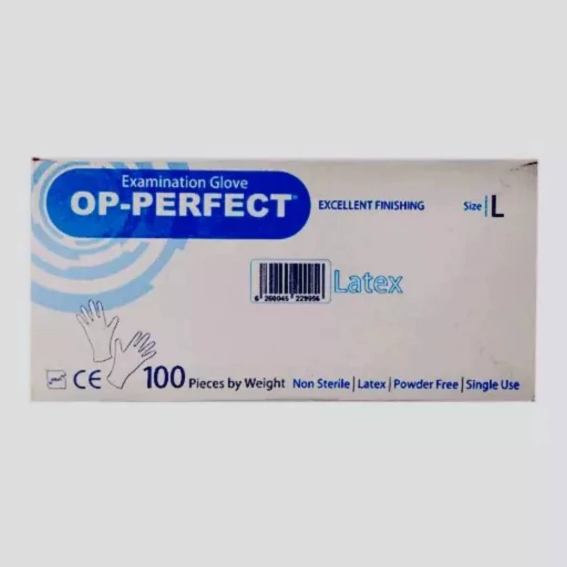 دستکش لاتکس مدل OP-PERFECT بسته 100 عددی سایز لارج