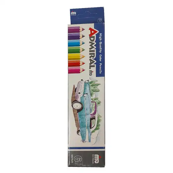 مداد رنگی 6 رنگ ادمیرال مدل MDF مجموعه 12 عددی