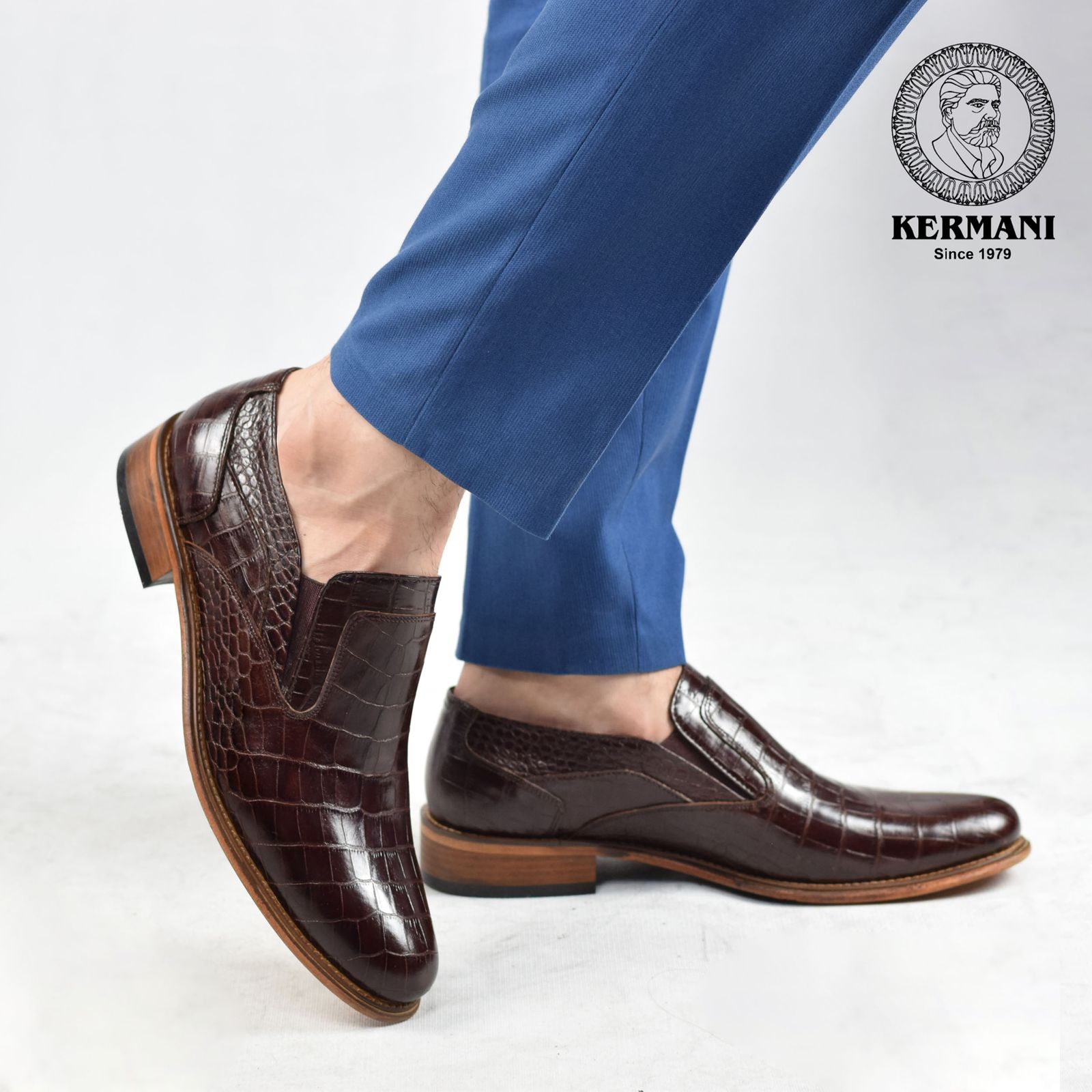 کفش مردانه کرمانی مدل تمام چرم دستدوز کد 350 رنگ قهوه ای -  - 5