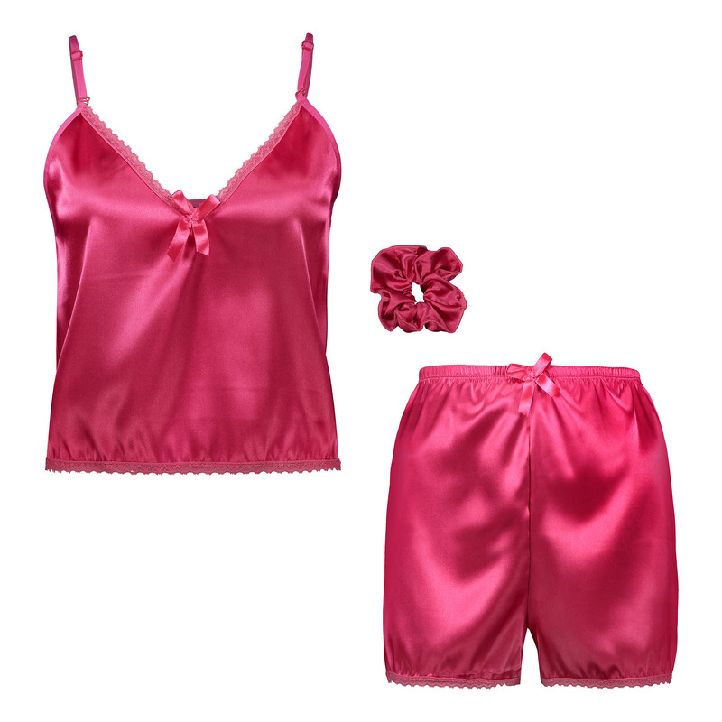 لباس خواب زنانه مدل ساتن rb 702 به همراه اسکرانچی مو