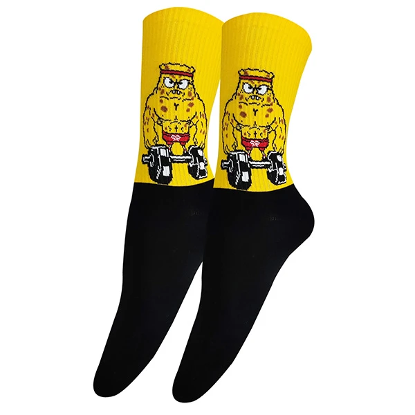 جوراب ساق بلند پسرانه تن پوش هنگامه مدل باب اسفنجی ورزشکار کد B44