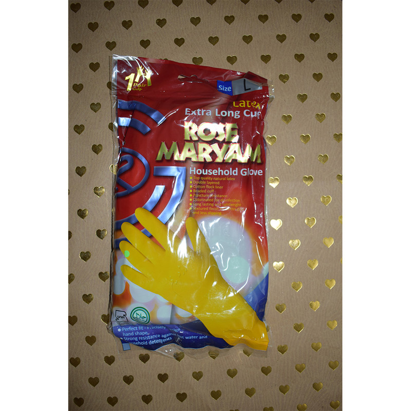دستکش نظافت رز مریم مدل ساق بلند لاتکس
