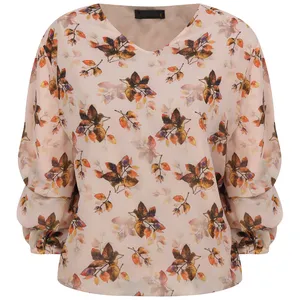 بلوز زنانه مدل حریر گل رنگ کرم