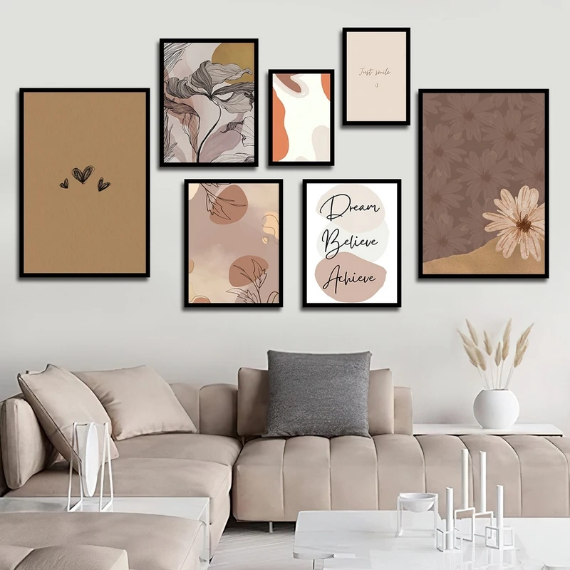 تابلو بکلیت طرح مدرن نقاشی مینیمال مدل B-2302 مجموعه 7 عددی