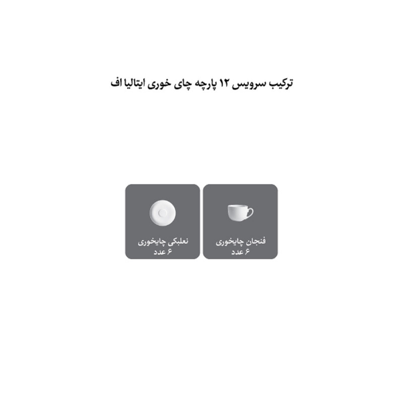 ست فنجان و نعلبکی 12 پارچه 6 نفره چینی زرین ایران مدل چای خوری ایتالیا اف 8 فلورانس درجه یک