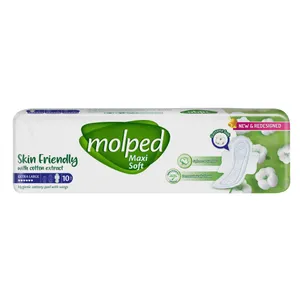 نوار بهداشتی بالدار ضخیم مولپد مدل  Maxi Soft سایز خیلی بزرگ بسته 10 عددی	