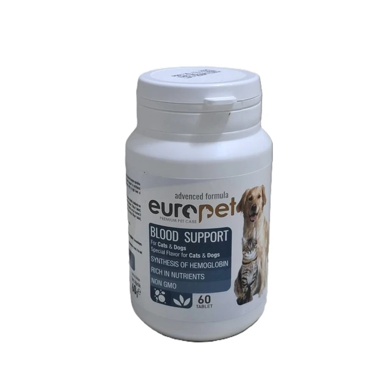 قرص مکمل تقویت خون سگ و گربه یوروپت مدل Blood Support بسته 60 عددی