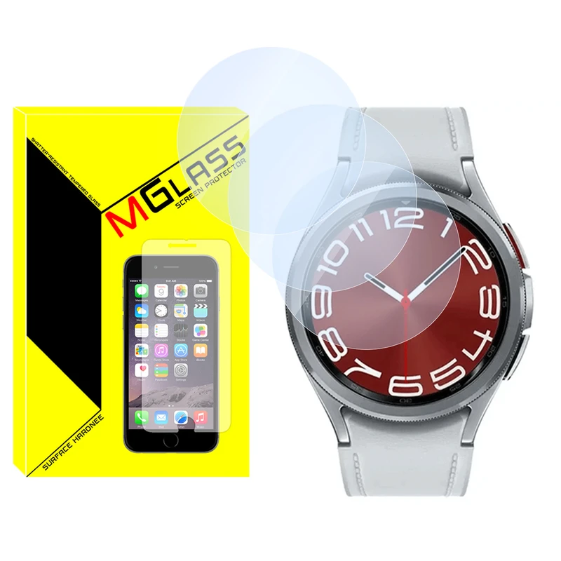 محافظ صفحه نمایش شیشه‌ای ام‌گلس مدل SH-MG مناسب برای ساعت هوشمند سامسونگ Galaxy watch 6 Classic 43mm بسته سه عددی