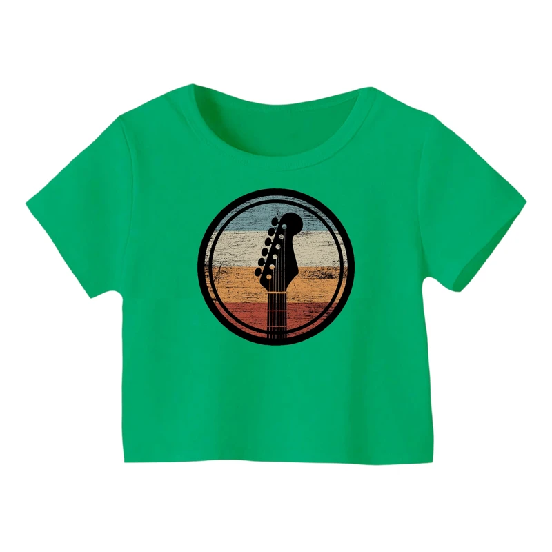 کراپ‌ تی‌شرت آستین کوتاه زنانه مدل گیتار کد ۲