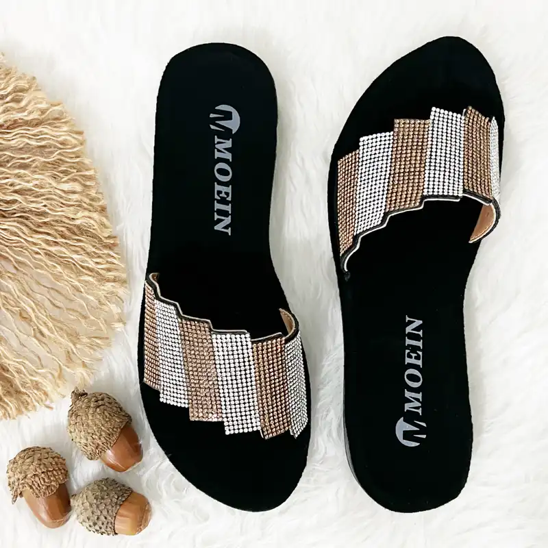 دمپایی زنانه مدل روفرشی نگینی 460