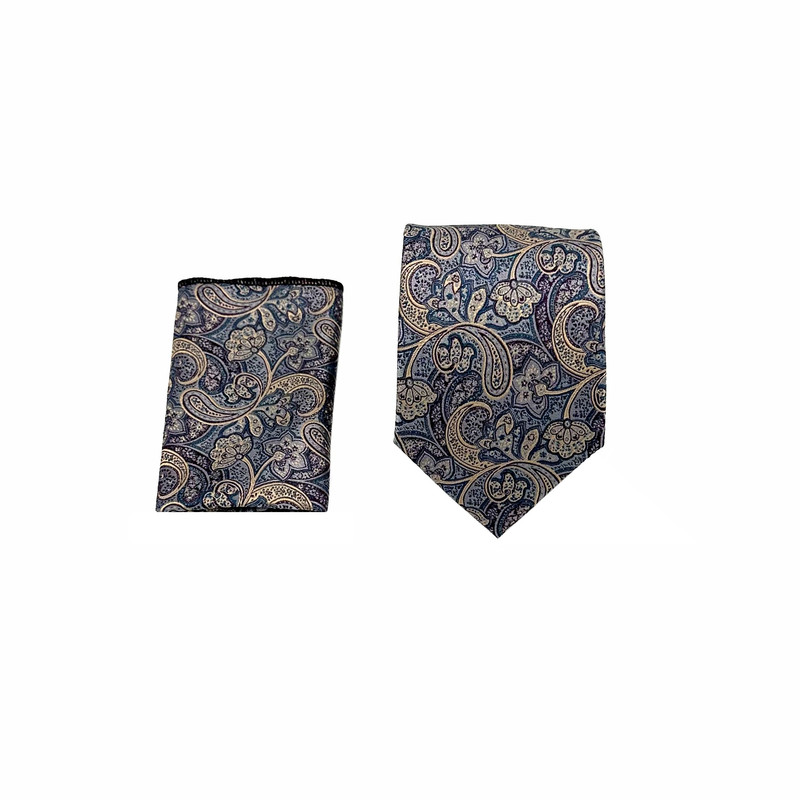 ست کراوات و دستمال جیب مردانه آریوان مدل بته جقه کد TK9903