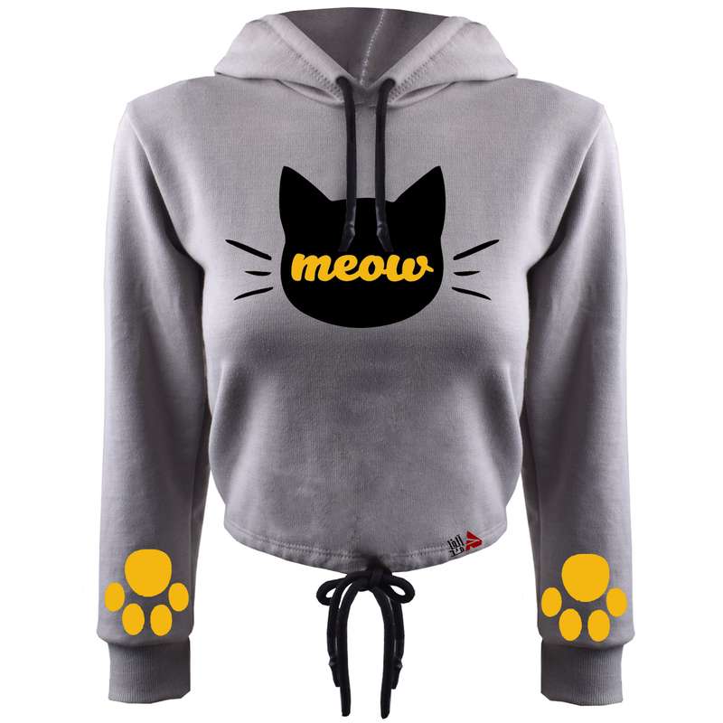 هودی زنانه مدل گربه کد T14 رنگ طوسی