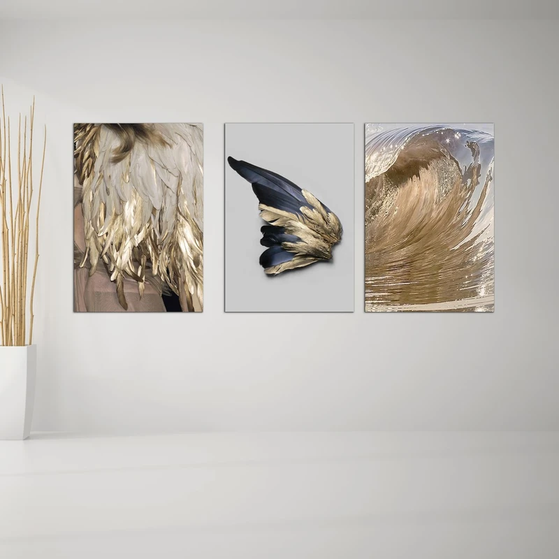 تابلو شاسی بکلیت طرح پرطلایی مدل SH-342 مجموعه 3 عددی