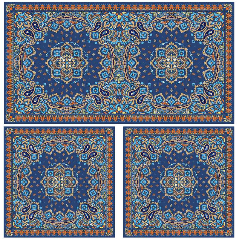 ست رومیزی سه تکه طرح ترمه کد 9962