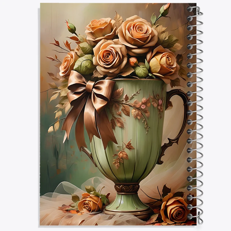 دفتر ژورنال نویسی 50 برگ خندالو مدل نقطه ای طرح گلدان گل رز کد F5515