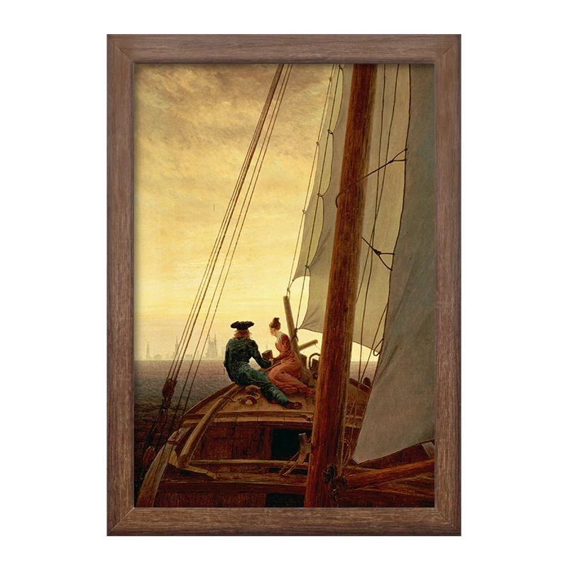 تابلو خندالو طرح نقاشی سوار بر قایق بادبانی اثر کاسپار دیوید فردریش کد F12497