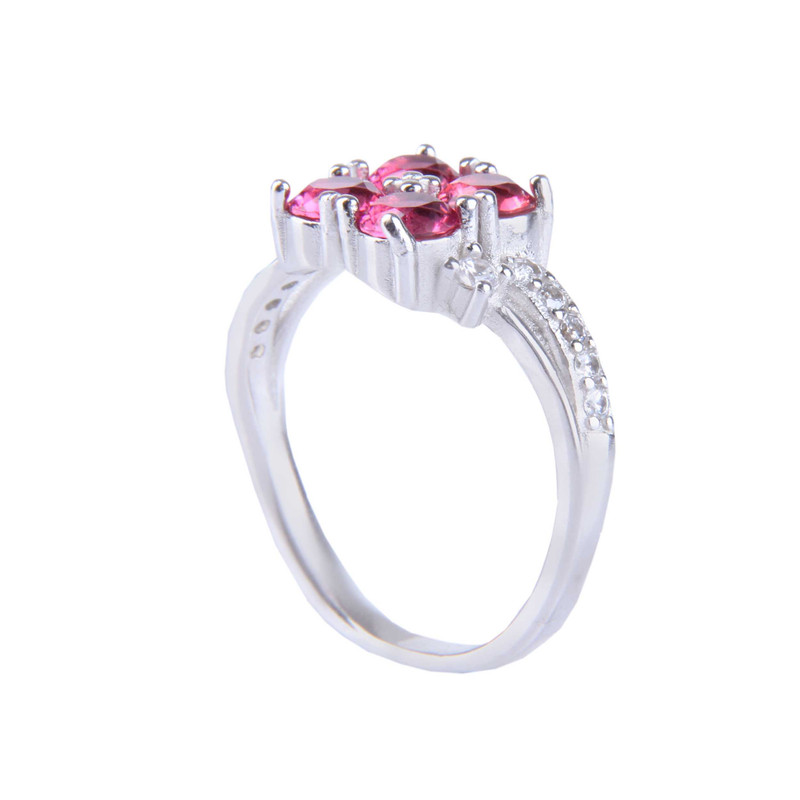 انگشتر نقره زنانه مدل قالب جواهری آبکاری رادیوم کوارتز کد AWR-2177