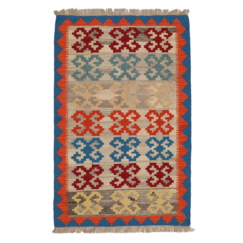 گلیم دستبافت یک ونیم متری مدل قشقایی کد 4041146