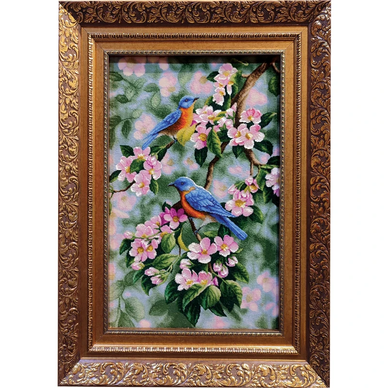 تابلو فرش دستبافت طرح پرنده های بهاری مدل RAR50