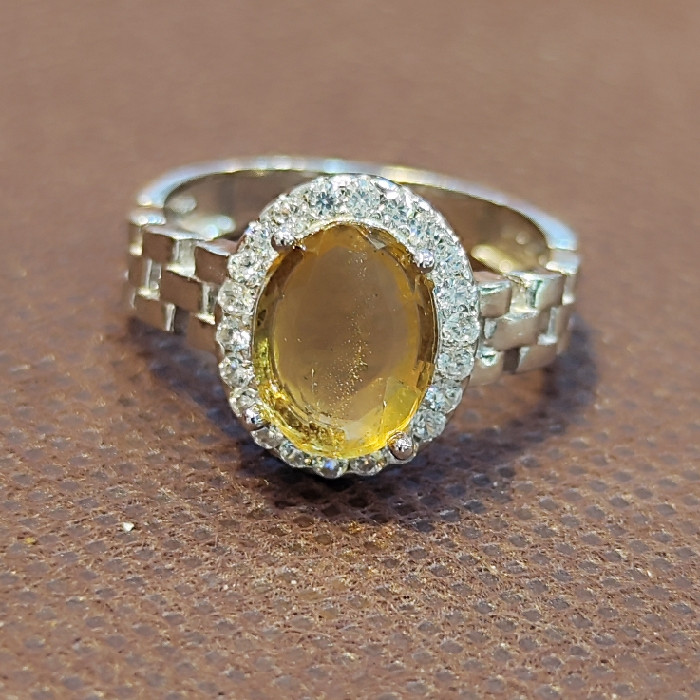 انگشتر نقره زنانه مدل سنگ سیترین کد 500