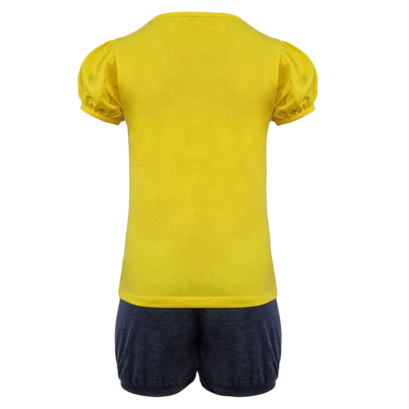 ست تی شرت و شلوارک دخترانه افراتین مدل دختر ساحلی رنگ زرد -  - 4