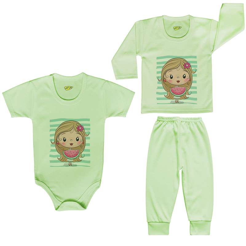 ست 3 تکه لباس نوزادی کارانس طرح هندوانه مدل PRSG-4006