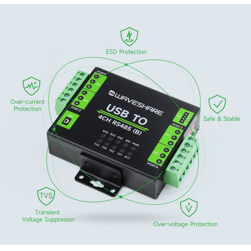 مبدل صنعتی USB به سریال ویوشیر مدل USB TO 4CH RS485 (B)