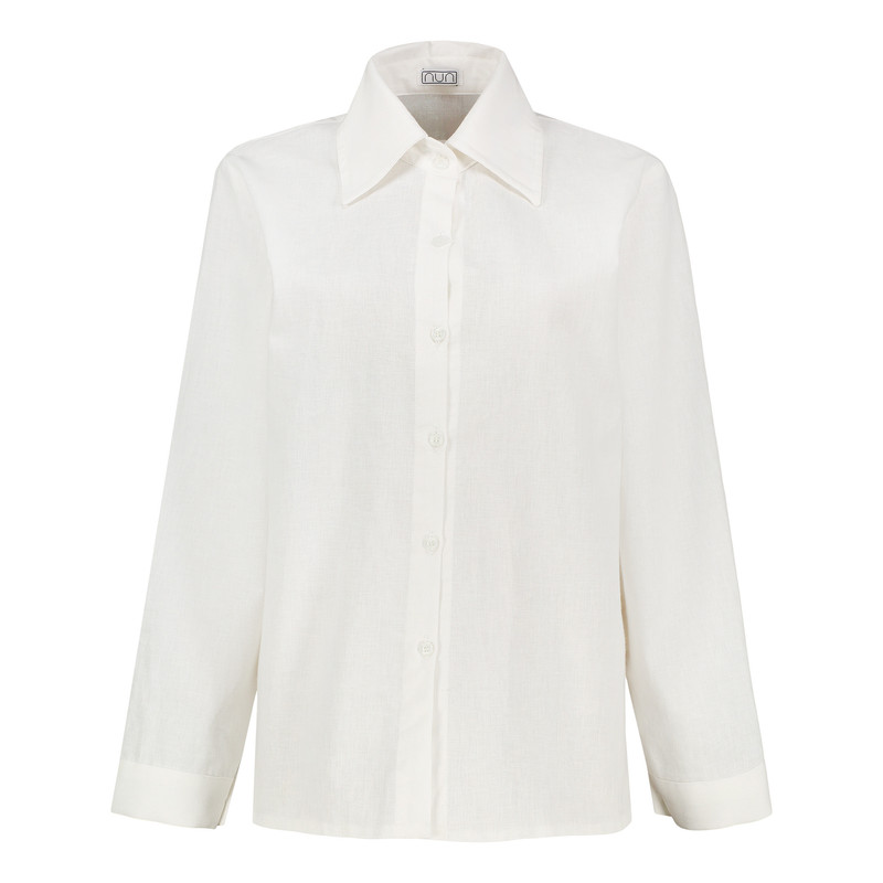 شومیز آستین بلند یقه برگردان زنانه نون مدل لینن