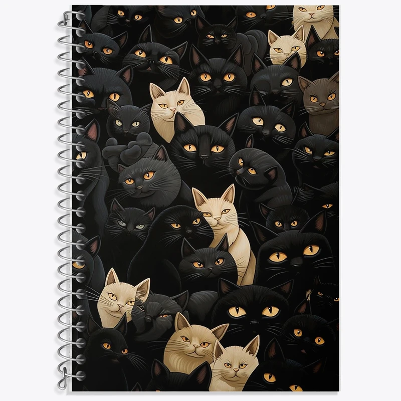 دفتر زبان 50 برگ خندالو مدل دو خط طرح گربه (Cat) کد F977