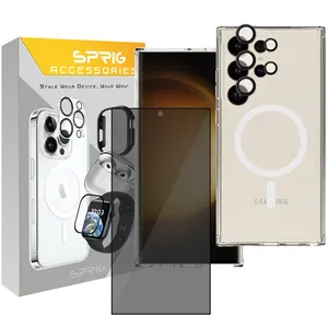 Sprig Magsafe Privacy Ring cover suitable for Samsung Galaxy S24 Ultra with screen protector and lens protector