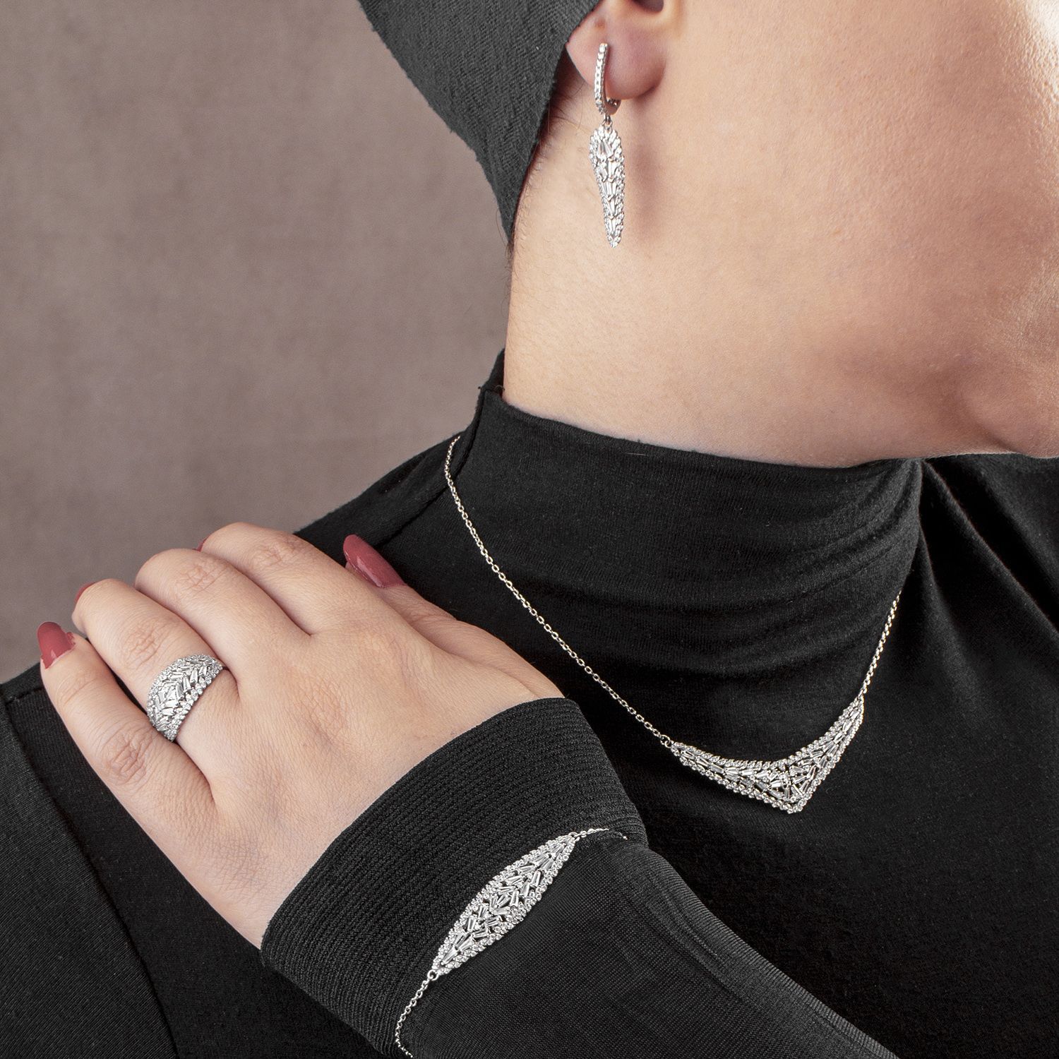 ست نقره زنانه مدل طوقی AMT_M128 - - 4