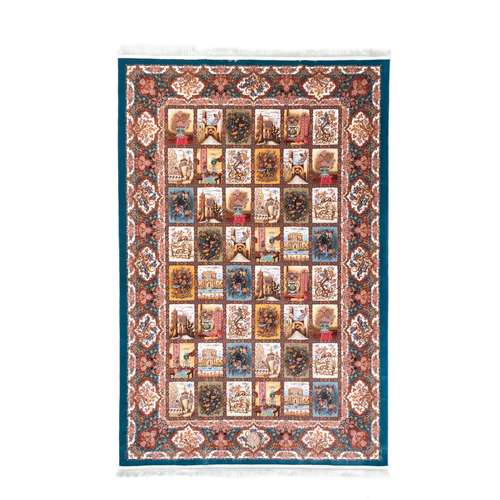 فرش ماشینی دیبا کد H1358 زمینه آبی تیفانی