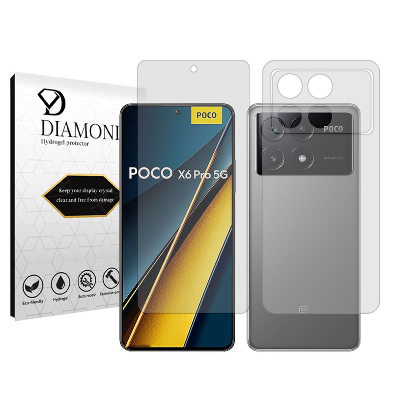 محافظ صفحه نمایش شفاف دیاموند مدل Tough مناسب برای گوشی موبایل شیائومی Poco X6 Pro به همراه محافظ پشت گوشی