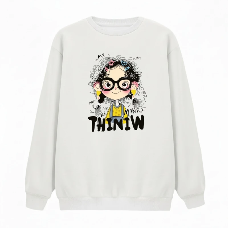 سویشرت زنانه مدل دخترک عینک کد v6 