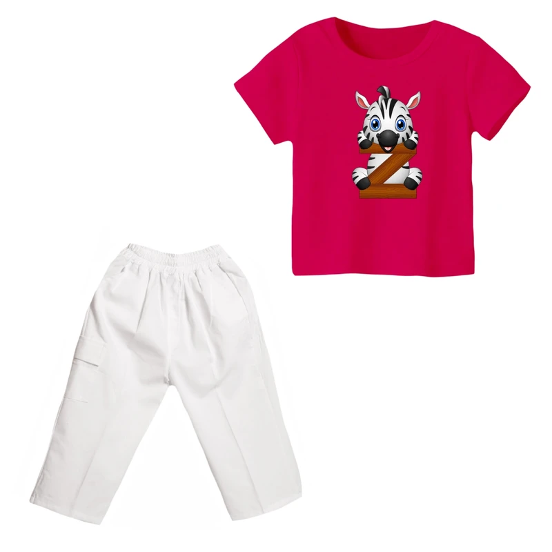 ست تی شرت و شلوارک دخترانه مدل گورخر کد ۸