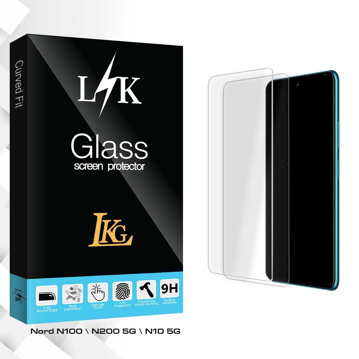 محافظ صفحه نمایش شیشه ای ال کا جی مدل LK Glass MIX مناسب برای گوشی موبایل وان پلاس Nord N100 N200 5G N10 5G بسته دو عددی