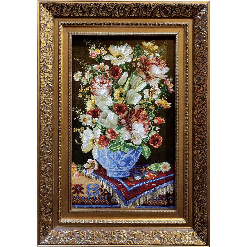 تابلو فرش دستبافت طرح گل و گلدان مدل RAR46 تابلو فرش دستبافت طرح گل و گلدان مدل RAR46